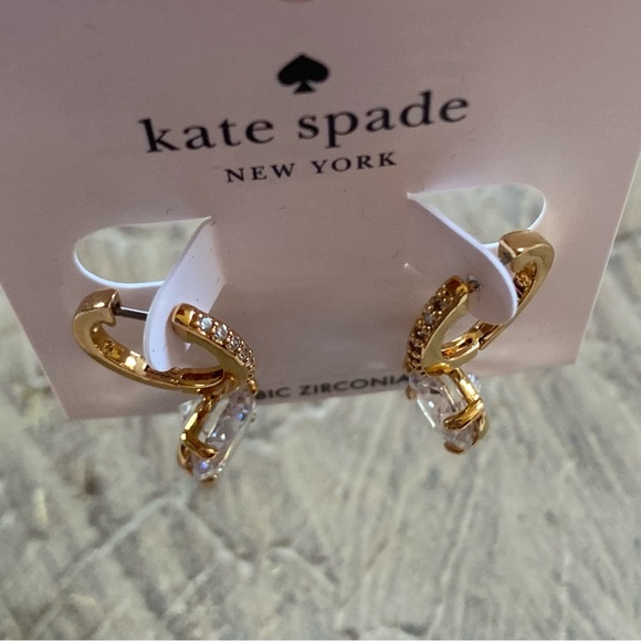 Kate Spade Bright Ideas That Sparkle Pave Huggie Charm Earrings Hoop NWT - Picture 8 of 8